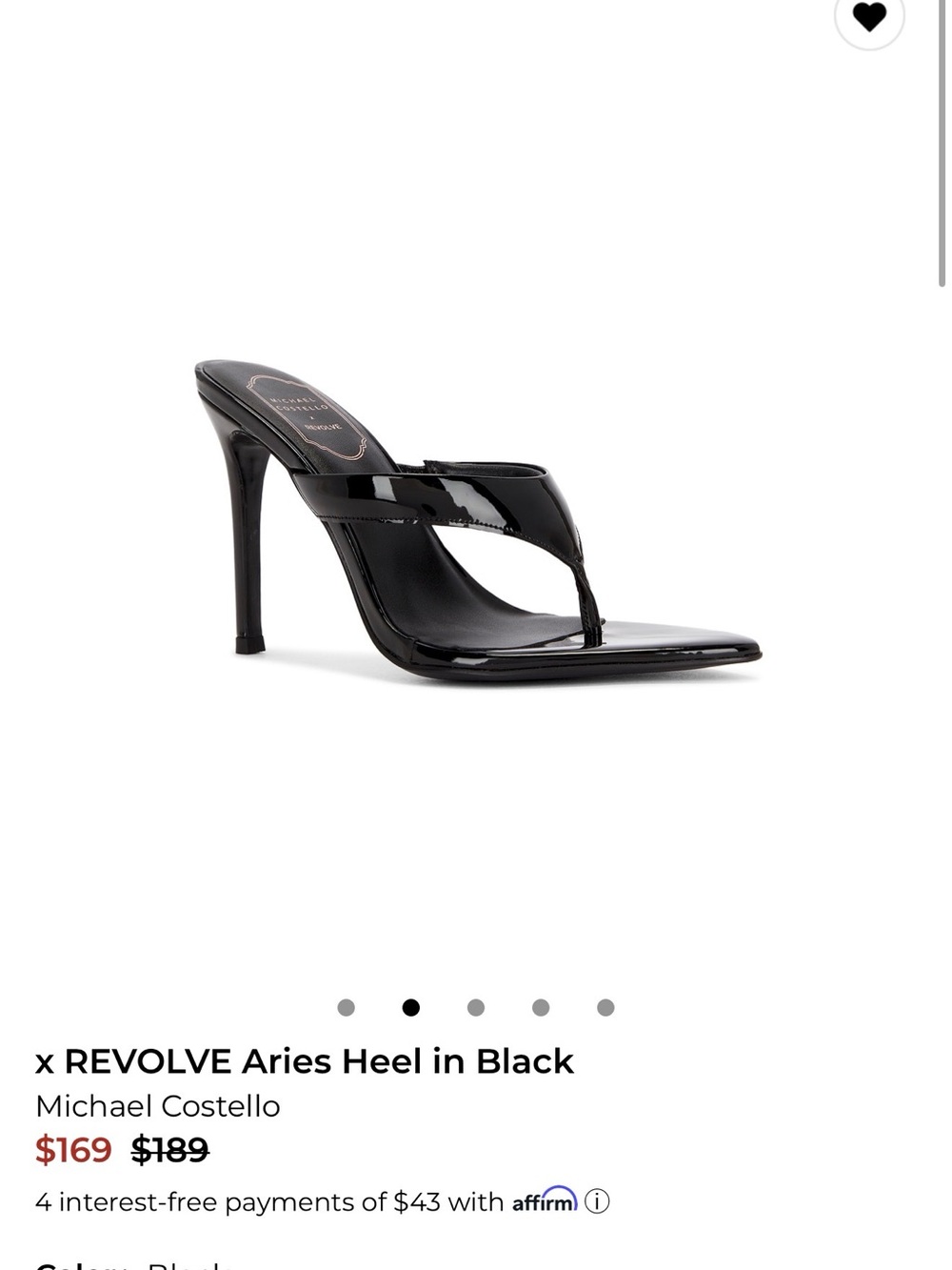 Michael Costello Black Patent Pointed-Toe Thong Mules - Picture 7 of 7